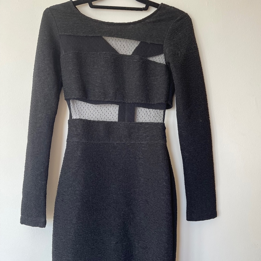 BCBGenerationSheer Striped Long-sleeved Mini Dress